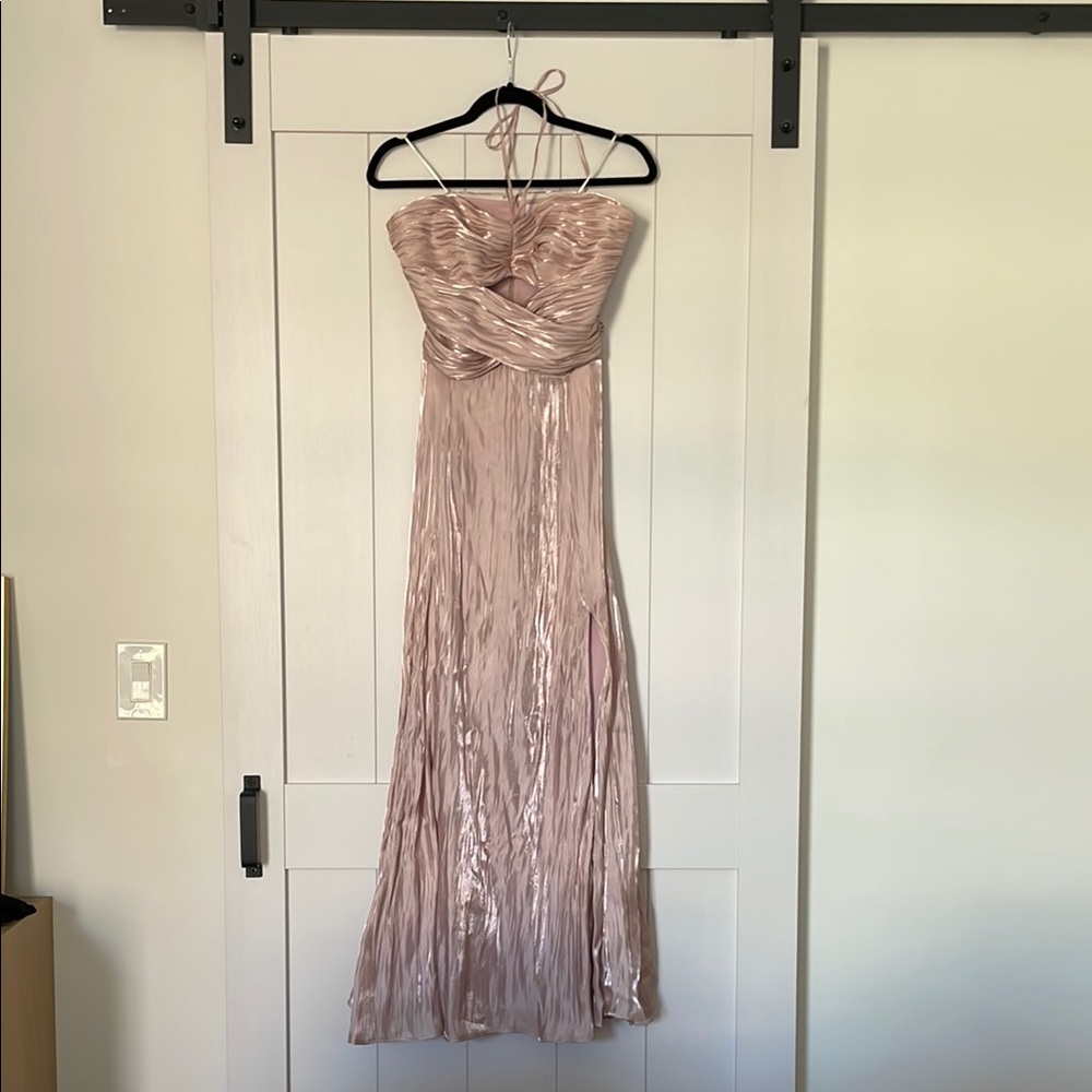 Elegant Pink Strapless Evening Gown